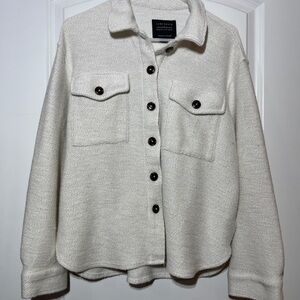 Anthropologie Cream Button-Up Jacket